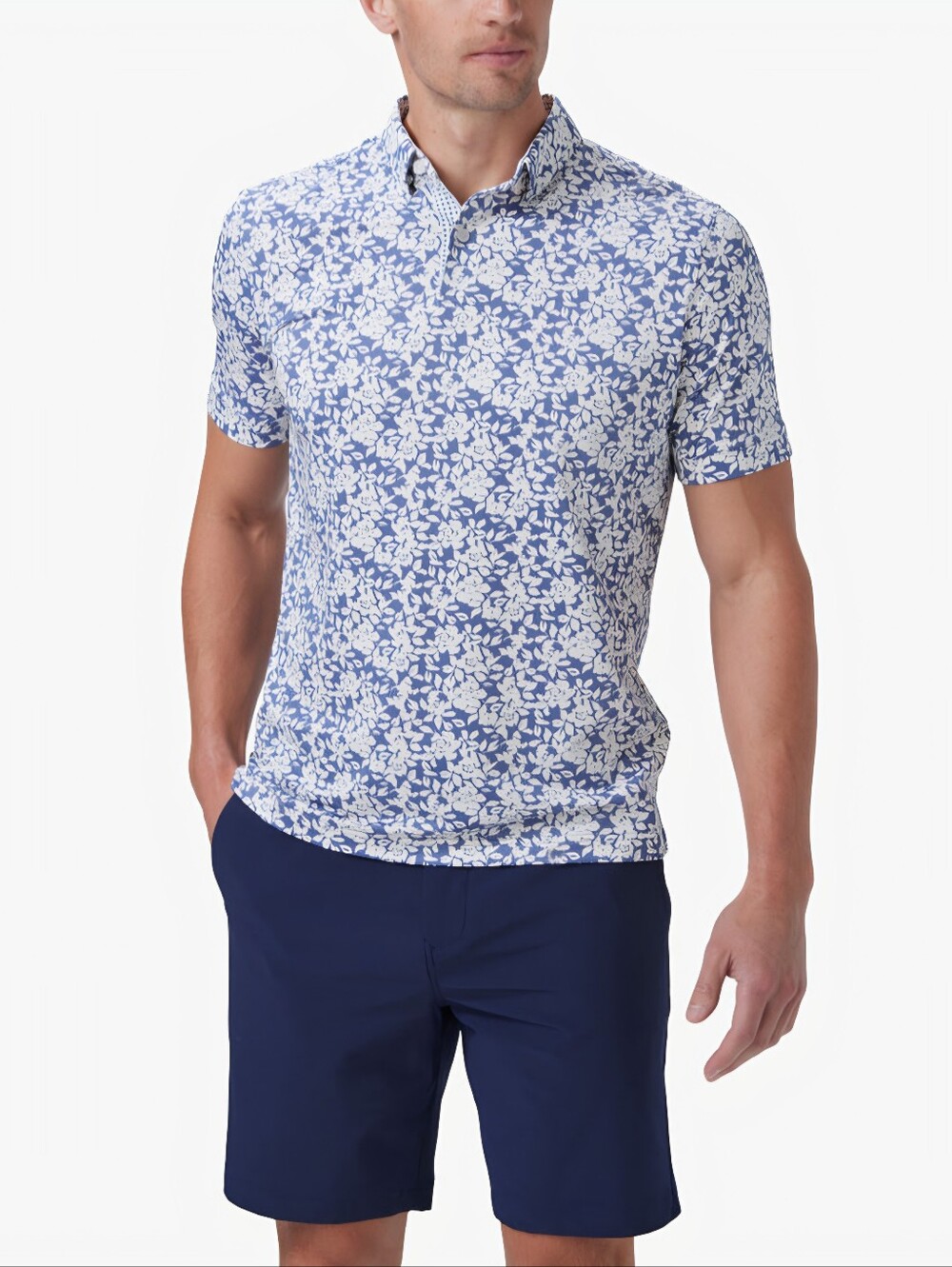 Mizzen Main Coastal Fjord Floral Short Sleeve Golf Polo Halyard Shirt 2XL Trim